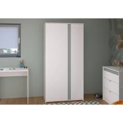 Kledingkasten|Kledingkasten-Leen Bakker Kledingkast Bobby 2-deurs - wit - 182x90x51 cm