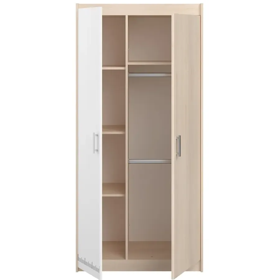 Leen Bakker Kledingkast Charly 2-deurs - acaciakleur - 180x85x52 cm