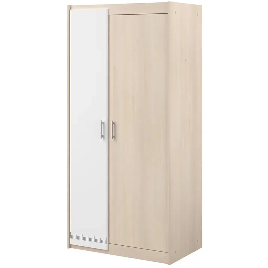 Leen Bakker Kledingkast Charly 2-deurs - acaciakleur - 180x85x52 cm