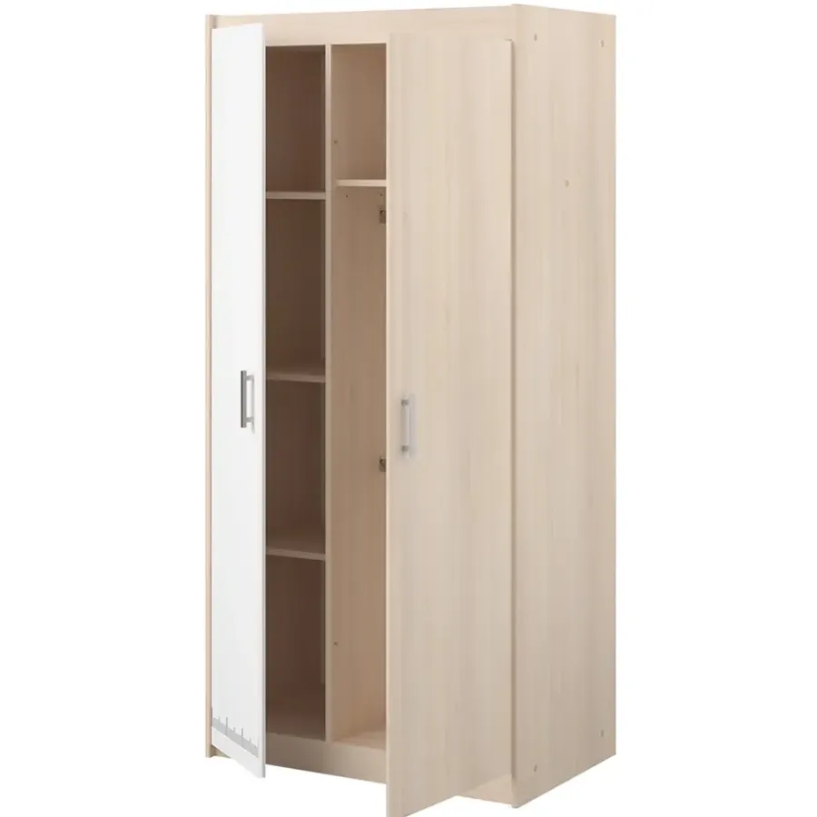 Leen Bakker Kledingkast Charly 2-deurs - acaciakleur - 180x85x52 cm