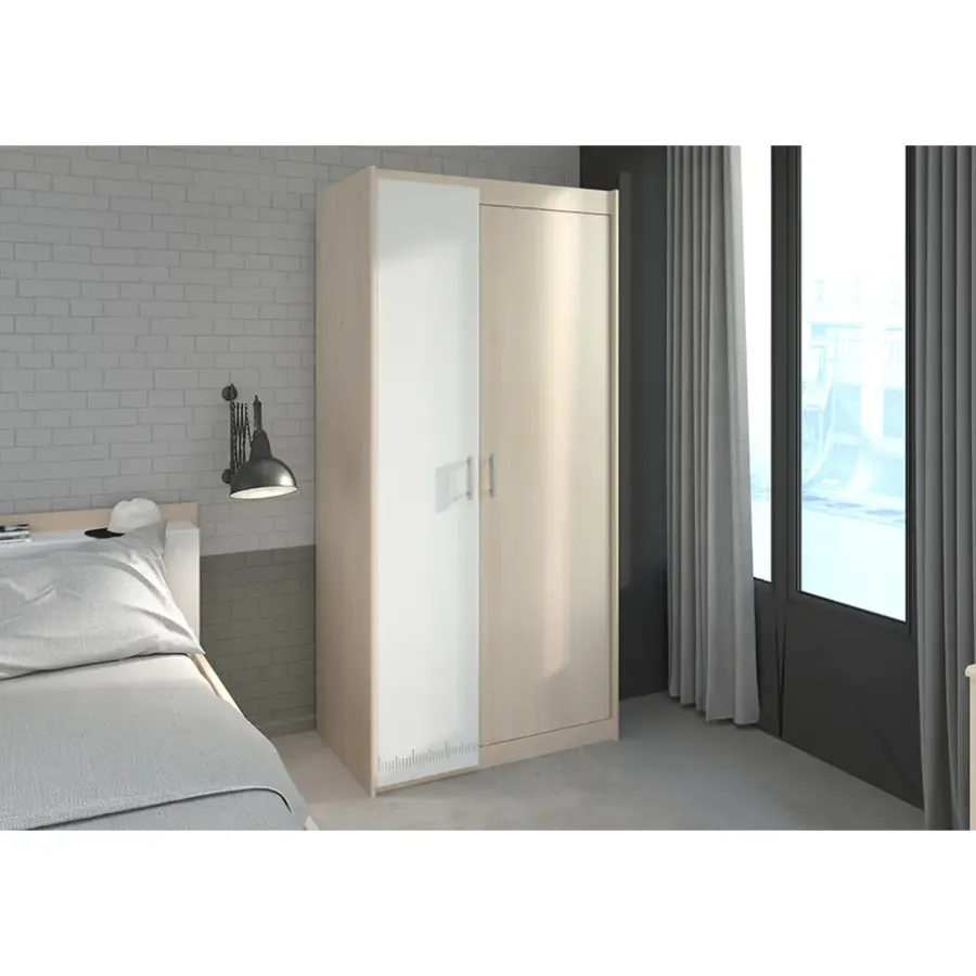 Leen Bakker Kledingkast Charly 2-deurs - acaciakleur - 180x85x52 cm