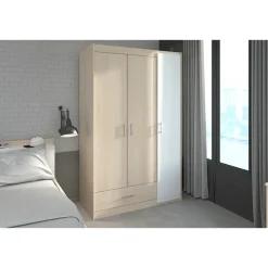 Draaideurkasten-Leen Bakker Kledingkast Charly 3-deurs - acaciakleur - 180x112x52 cm