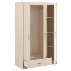 Draaideurkasten-Leen Bakker Kledingkast Charly 3-deurs - acaciakleur - 180x112x52 cm