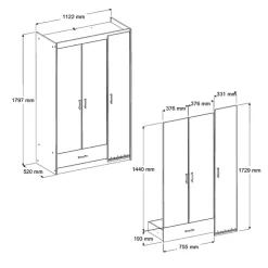Draaideurkasten-Leen Bakker Kledingkast Charly 3-deurs - acaciakleur - 180x112x52 cm