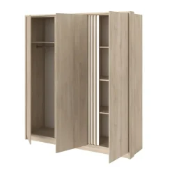 Draaideurkasten-Leen Bakker Kledingkast Evi 3-deurs - eikenkleur - 203x185x52 cm
