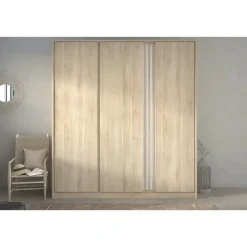 Draaideurkasten-Leen Bakker Kledingkast Evi 3-deurs - eikenkleur - 203x185x52 cm