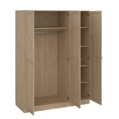 Kledingkasten|Kledingkasten-Leen Bakker Kledingkast Lynn 3-deurs - eikenkleur - 200x147x62 cm