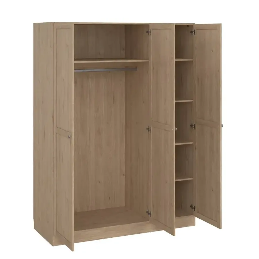 Kledingkasten|Kledingkasten-Leen Bakker Kledingkast Lynn 3-deurs - eikenkleur - 200x147x62 cm