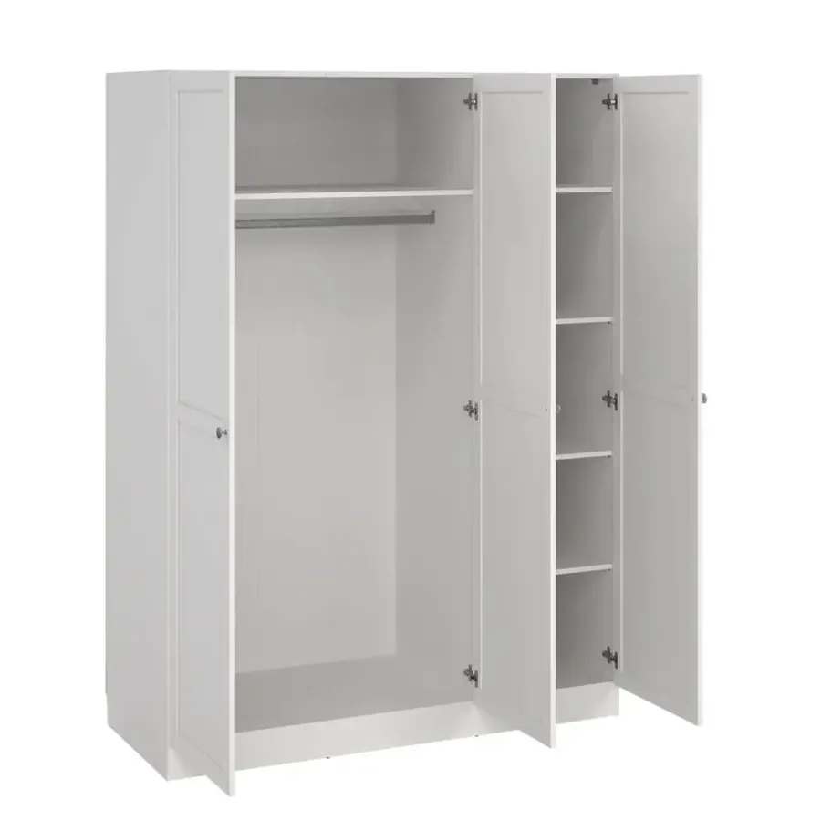 Kledingkasten|Kledingkasten-Leen Bakker Kledingkast Lynn 3-deurs - wit - 200x147x62 cm