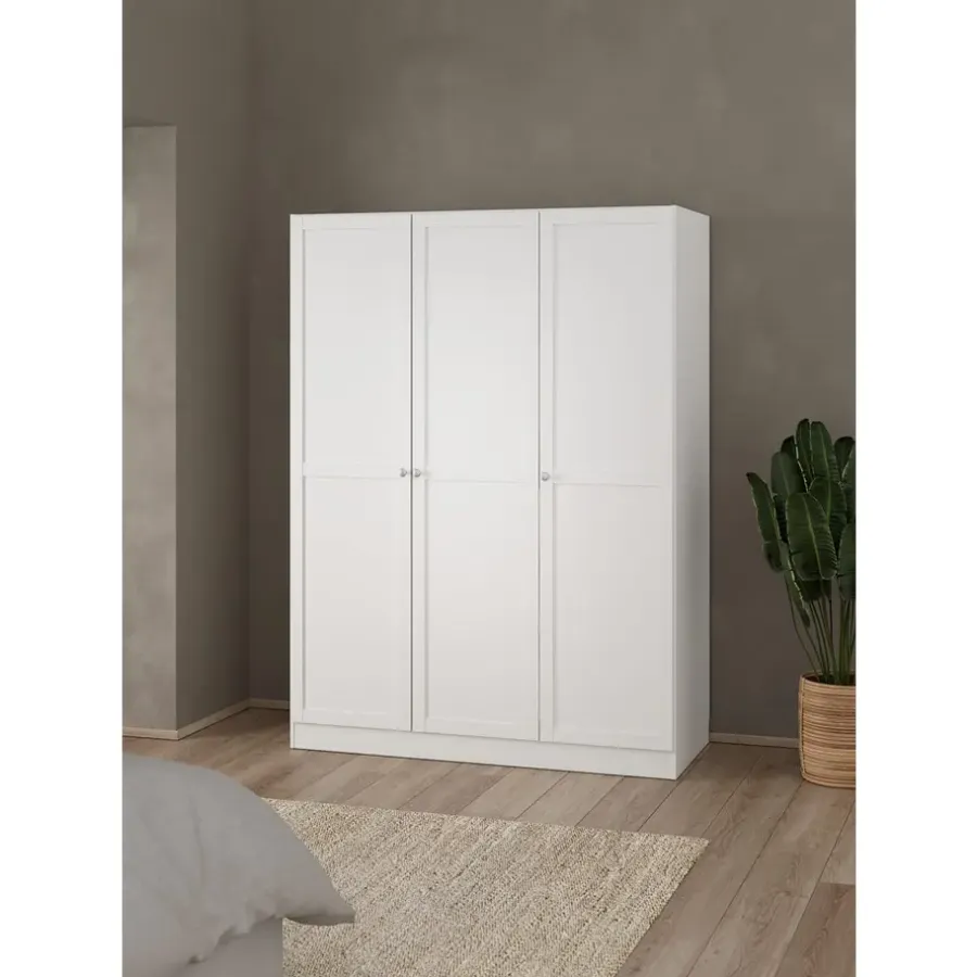 Kledingkasten|Kledingkasten-Leen Bakker Kledingkast Lynn 3-deurs - wit - 200x147x62 cm