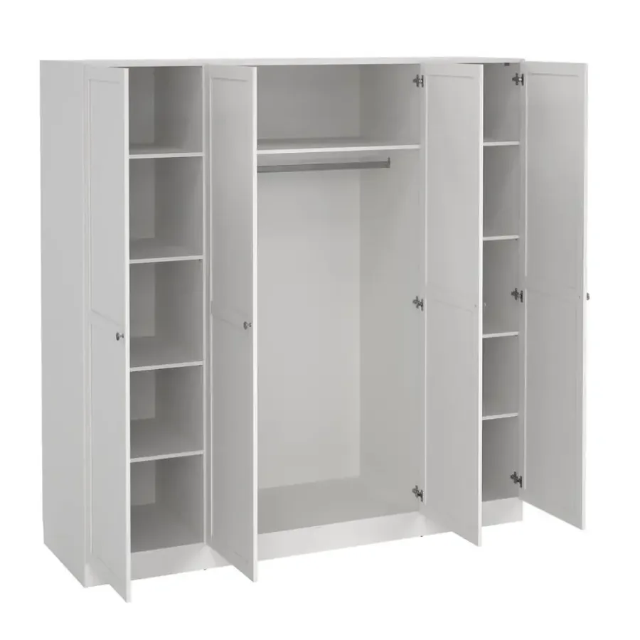 Leen Bakker Kledingkast Lynn 4-deurs - wit - 200x196x62 cm