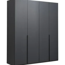 Kledingkasten|Kledingkasten-Leen Bakker Kledingkast Milaan 4-deurs- grafiet - 208x180x58 cm