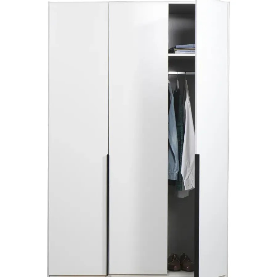Leen Bakker Kledingkast Milaan 3-deurs- wit - 208x135x58 cm