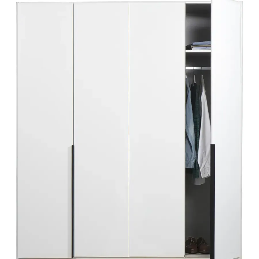 Kledingkasten|Kledingkasten-Leen Bakker Kledingkast Milaan 4-deurs - wit - 236x180x58 cm