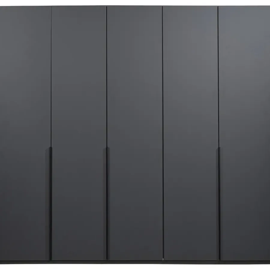 Leen Bakker Kledingkast Milaan 5-deurs - grafiet - 236x225x58 cm