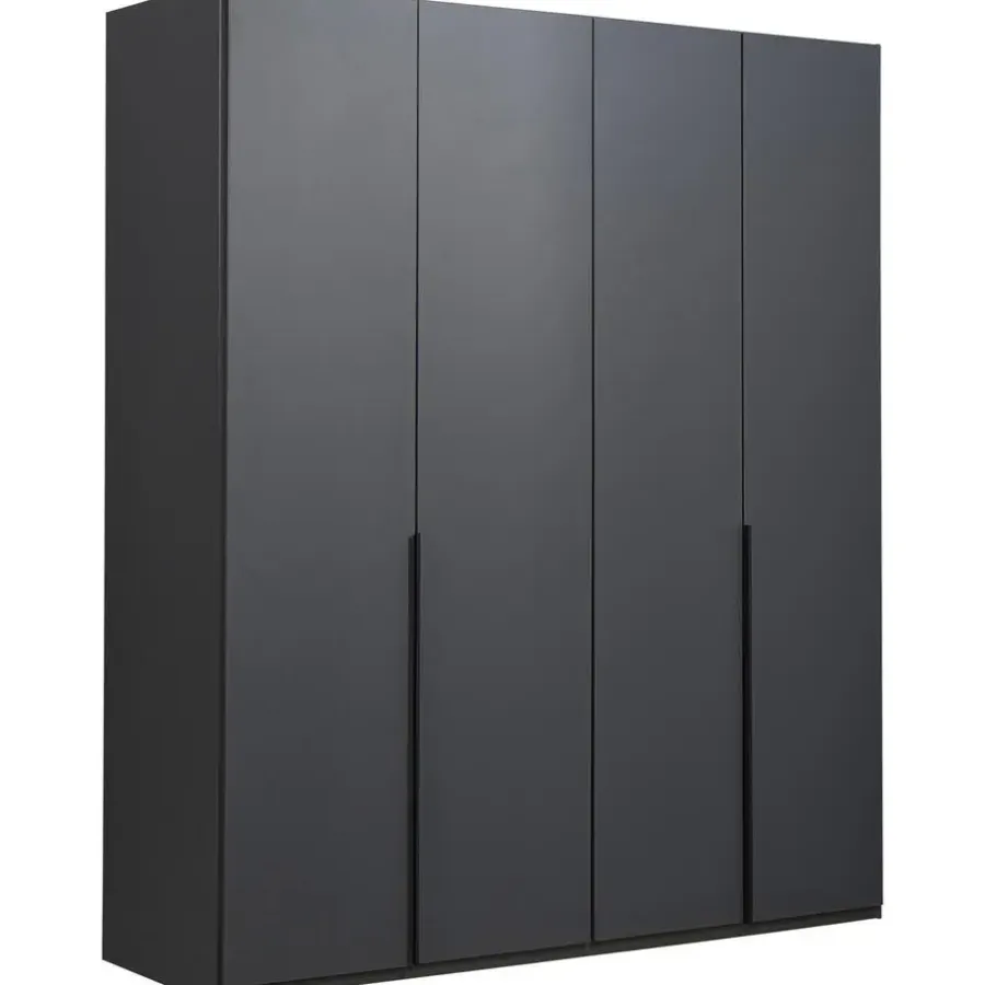 Leen Bakker Kledingkast Milaan 4-deurs - grafiet - 236x180x58 cm