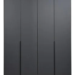 Leen Bakker Kledingkast Milaan 4-deurs - grafiet - 236x180x58 cm