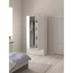 Leen Bakker Kledingkast Naia 2-deurs - hoogglans wit - 50x99x201 cm