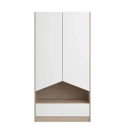 Kinderkledingkasten-Parisot Kledingkast Shelby met 2 deuren en 1 lade - eik/wit