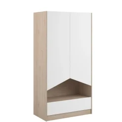 Kinderkledingkasten-Parisot Kledingkast Shelby met 2 deuren en 1 lade - eik/wit
