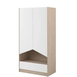 Kinderkledingkasten-Parisot Kledingkast Shelby met 2 deuren en 1 lade - eik/wit