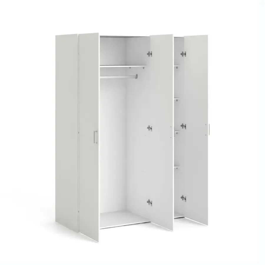 Leen Bakker Kledingkast Space 3-deurs - wit - 175,4x115,8x49,5 cm