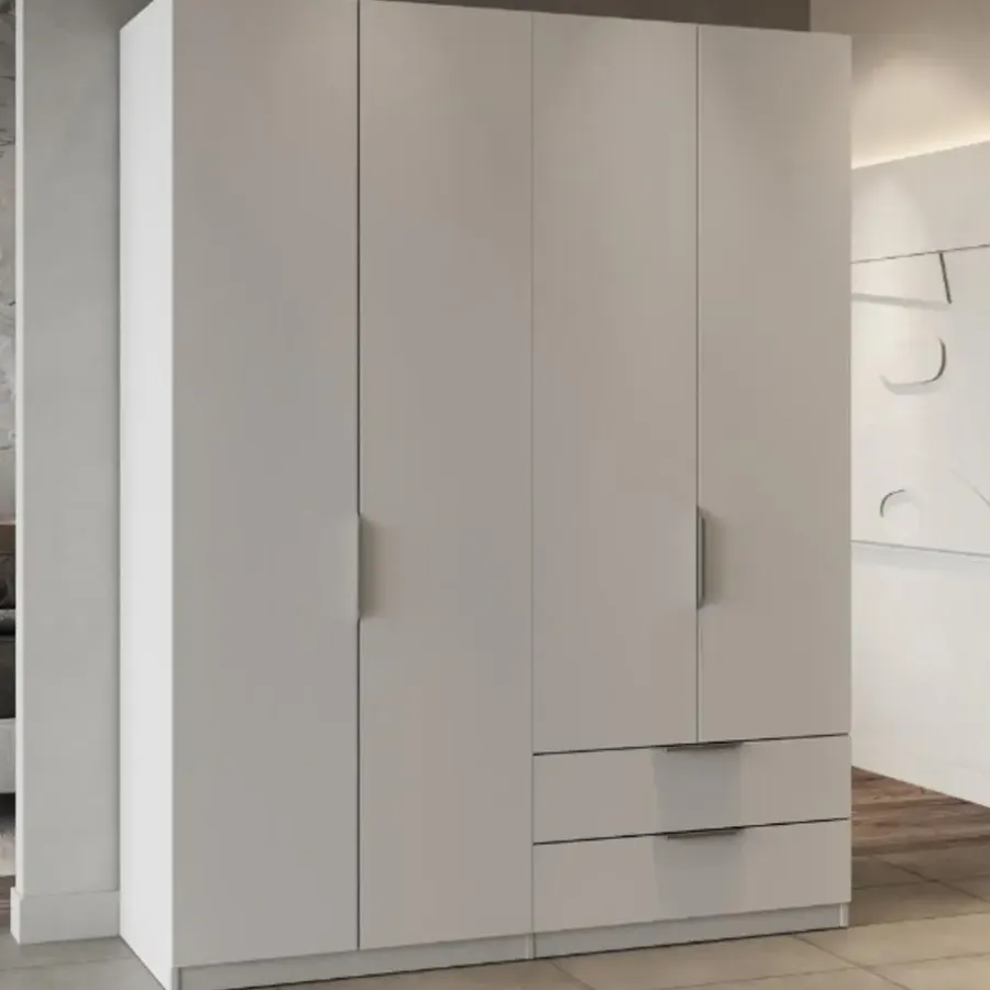 Draaideurkasten-CBA Kledingkast Spectre 157cm 4 deuren & 2 lades - mat wit