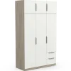 Draaideurkasten-CBA Kledingkast Spectre 120cm 6 deuren & 2 lades - mat wit/eik