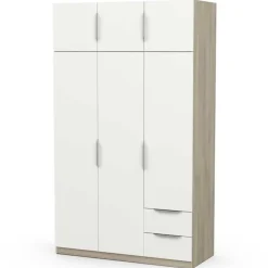 Draaideurkasten-CBA Kledingkast Spectre 120cm 6 deuren & 2 lades - mat wit/eik