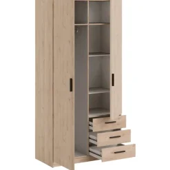 Leen Bakker Kledingkast Sprint 2-deurs - eikenkleur - 200x98,5x50 cm