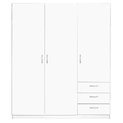 Leen Bakker Kledingkast Varia 3-deurs - wit - 175x146x50 cm