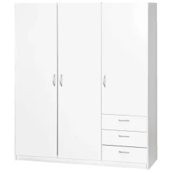 Leen Bakker Kledingkast Varia 3-deurs - wit - 175x146x50 cm