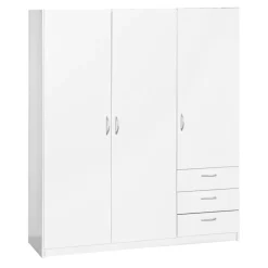 Leen Bakker Kledingkast Varia 3-deurs - wit - 175x146x50 cm