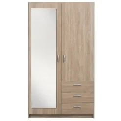 Leen Bakker Kledingkast Varia 2-deurs inclusief spiegel - licht eiken - 175x97x50 cm