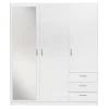 Kledingkasten|Kledingkasten-Leen Bakker Kledingkast Varia 3-deurs met spiegel - wit - 175x146x50 cm