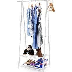 Merkloos Kledingrek - metaal - wit