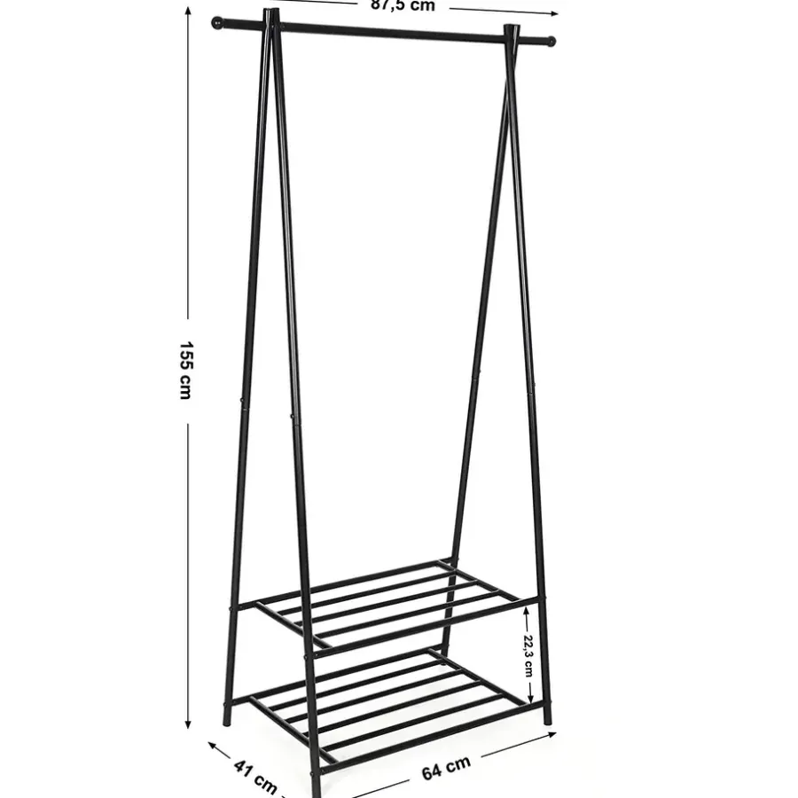 Merkloos Kledingrek - metaal - zwart