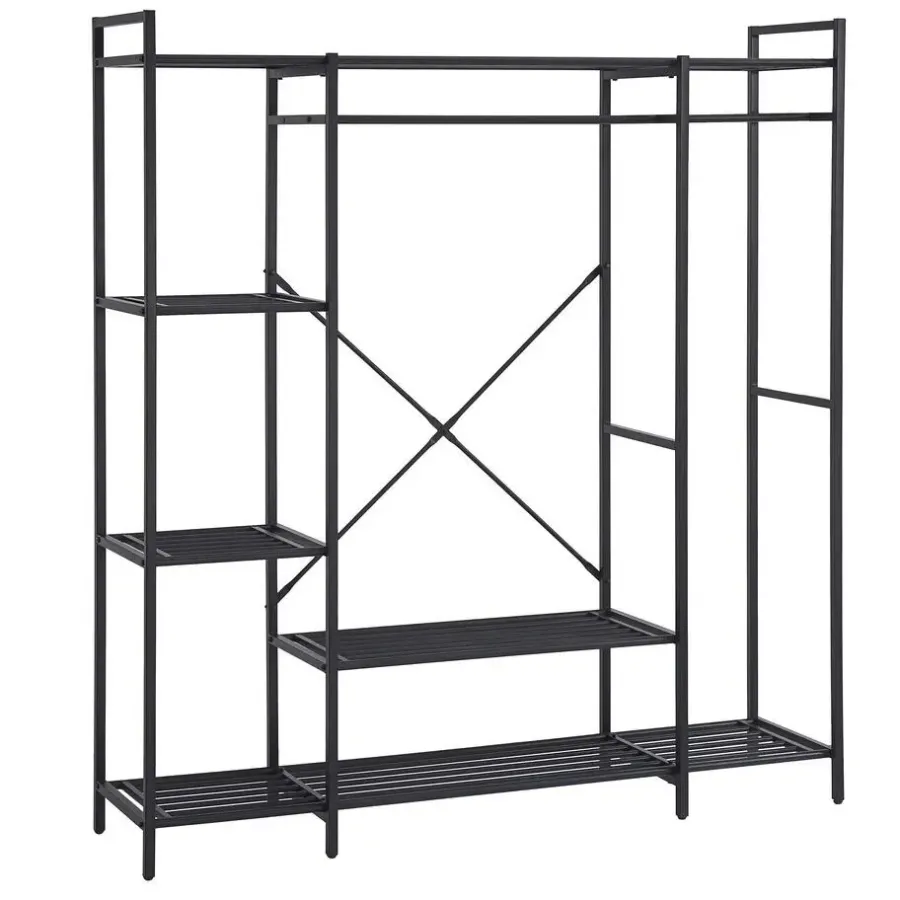 Emob Exclusive Kledingrek Marek - 160x40x171cm - zwart metaal