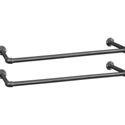 Kledingopbergers|Kledingrekken-Merkloos Kledingrek Set van 2 - Metaal - Industrieel - Zwart