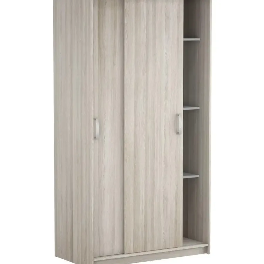 Schuifdeurkasten-CBA Kleerkast Lorrie 2 schuifdeuren, 1 kledingroede en 3 legplanken-Shannon eik