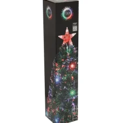 Kerstbomen-Merkloos Kleine Fiber kunst kerstboom - H60 cm - met kerstverlichting -led