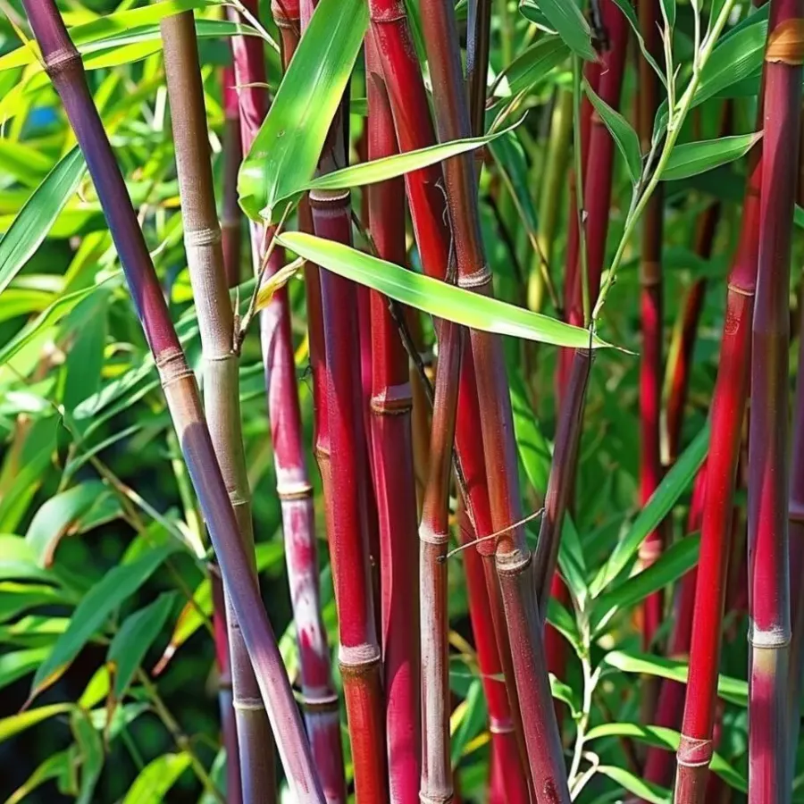 Plant in a Box Kleurrijke Bamboe - Set van 3 - Fargesia 'Asian Wonder' - Hoogte 25-40cm - ⌀13cm