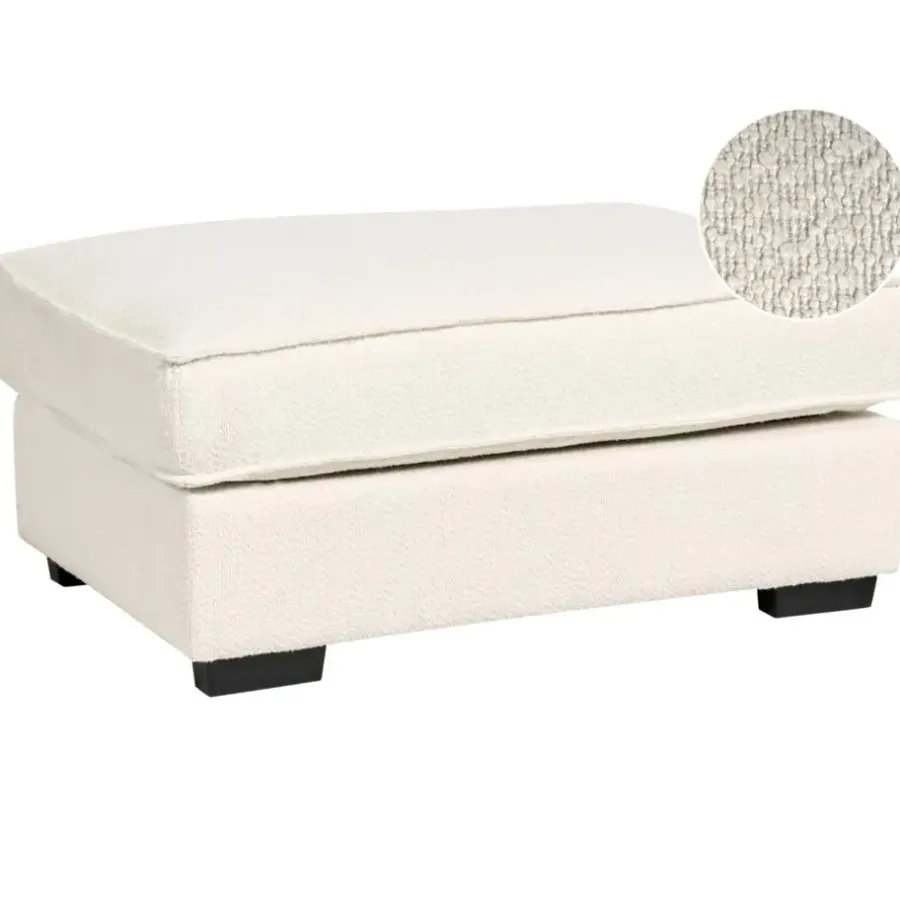 Hockers En Voetenbanken-Leen Bakker KOLDING - Ottomaan - Lichtbeige - Bouclé