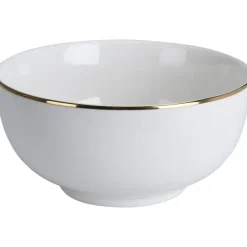 Kommen-Excellent Houseware Kommetje/serveer schaaltje - wit/goud - D14 x 7 cm - porselein