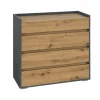 Loft24 Kosmo - Commode met 4 laden in antraciet eiken spaanplaat