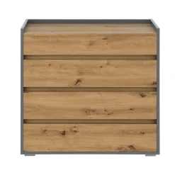 Loft24 Kosmo - Commode met 4 laden in antraciet eiken spaanplaat