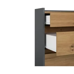 Loft24 Kosmo - Commode met 4 laden in antraciet eiken spaanplaat
