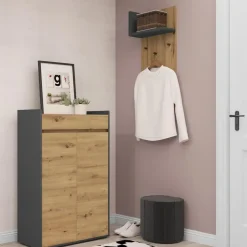Loft24 Kosmo - Schoenenkast met 2 deuren in grijs eiken effect