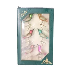 Krebs Decoratie vogels - 6x - op clip - gekleurd - 9 cm - glas