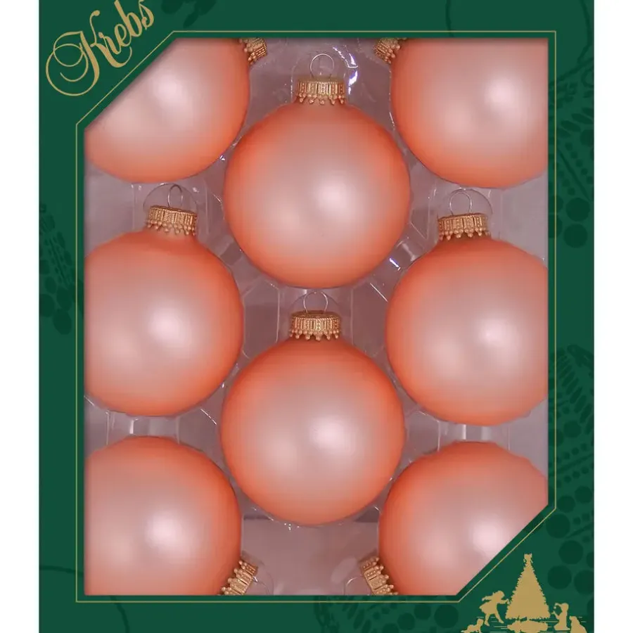 Kerstdecoratie-Krebs Kerstballen - 8 stuks - glas - koraal velvet roze - 7 cm